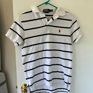 Polo by Ralph Lauren size small. Gently worn. White with blue stripes